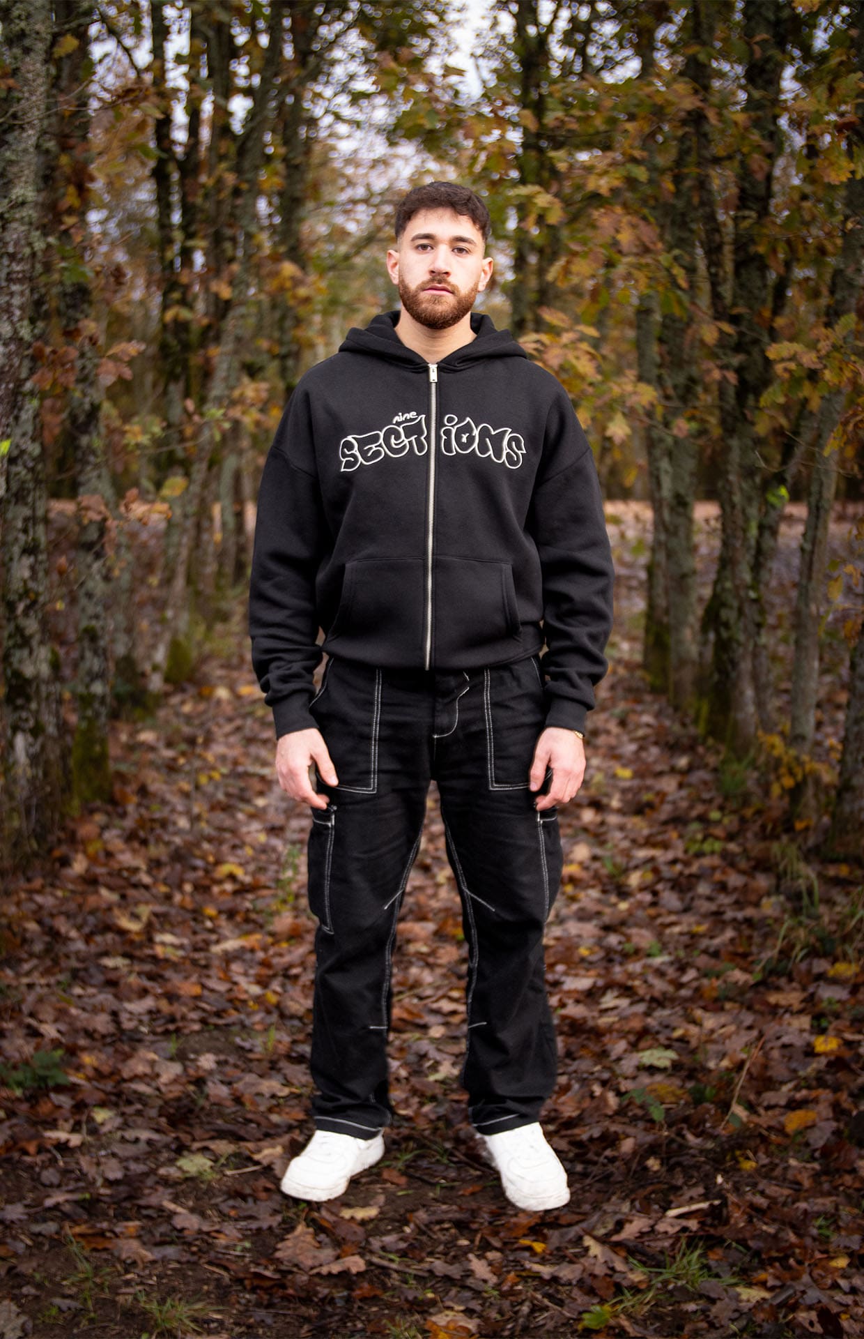 9SECTIONS ZIP HOODIE - BLACK