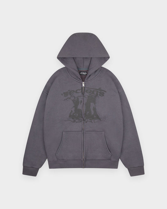 CIVIL GHOST ZIP HOODIE - DARK GREY